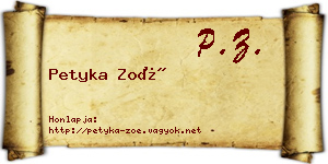 Petyka Zoé névjegykártya